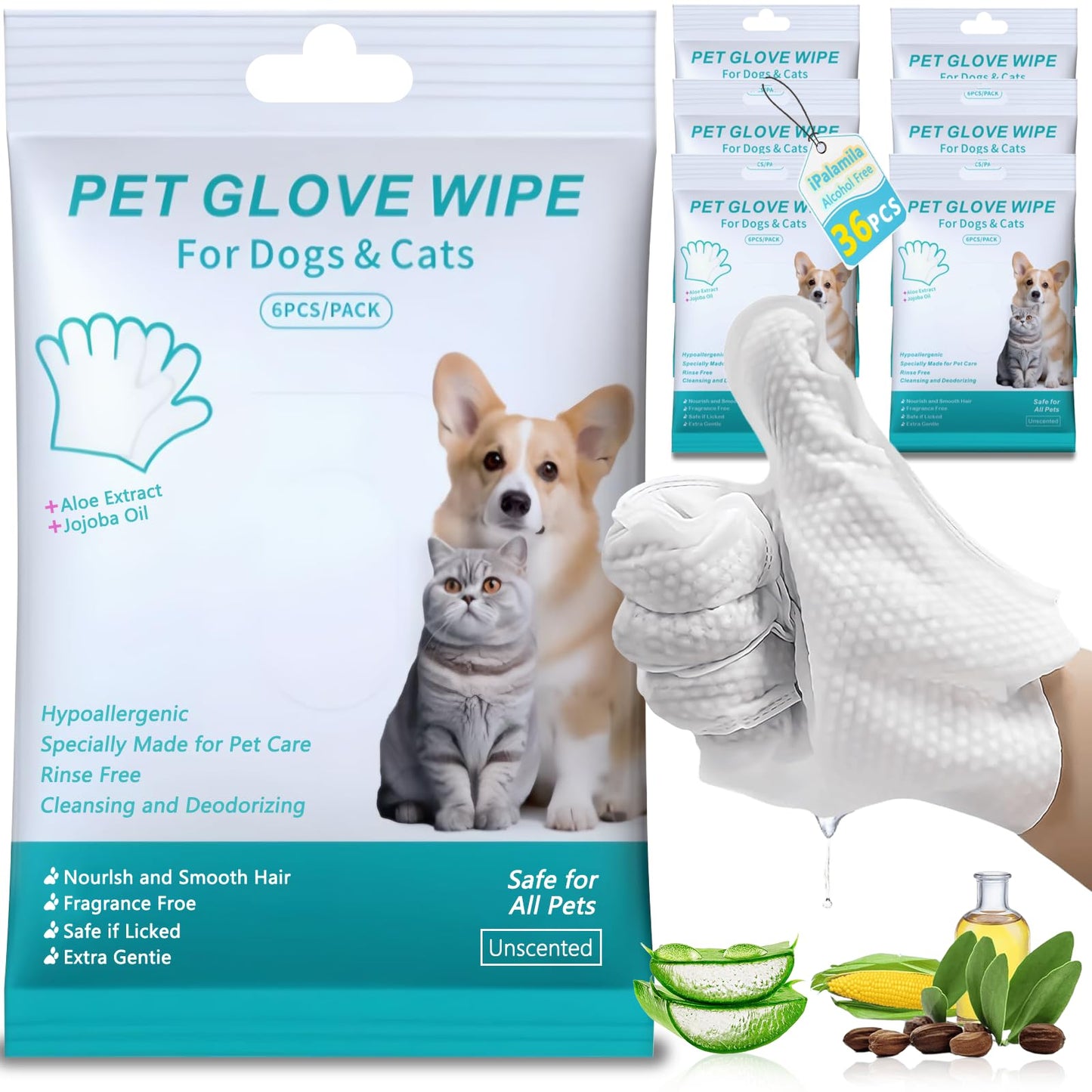 WhiffAway™ Pet Glove Wipes '36 Pcs'
