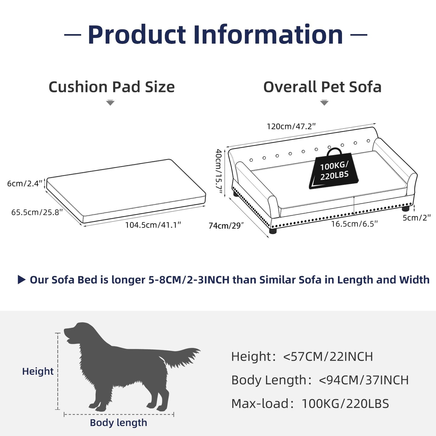 Designer Pet Sofa/Couch (Luxury Fabric)